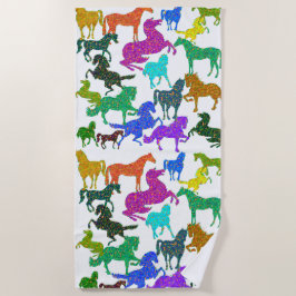 Serviette De Plage Rainbow Horses - "Dotty about Horses !"