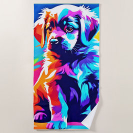 Serviette De Plage Rainbow Hug Dog Art