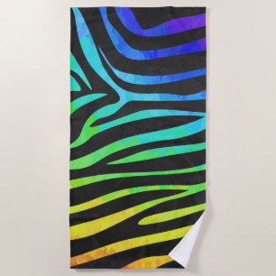 Serviette De Plage Rainbow Zebra peint motif