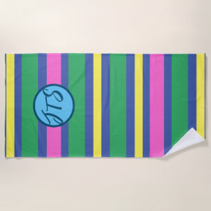 Serviette de plage rayée avec Monogramme Customisé