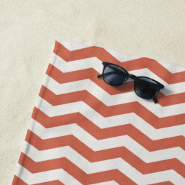 Serviette De Plage Rayure géométrique zig zag orange pastel