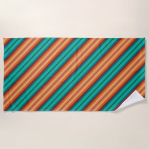 Serviette De Plage Rayures arc-en-ciel turquoise rouge orange du Sud-