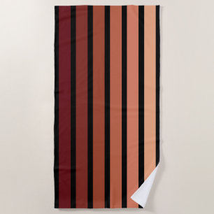 Serviette De Plage Rayures de nuances de rouge sur fond noir 