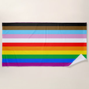 Serviette De Plage Rayures du drapeau de progrès LGBTQ+