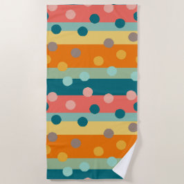Serviette De Plage Rayures et points rétro