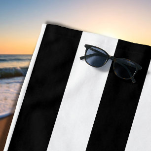 Serviette De Plage Rayures noires et blanches vintage classique