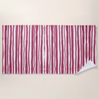 Serviette De Plage Rayures rouges Bordeaux 
