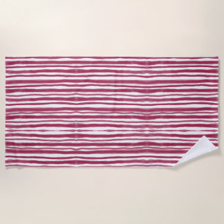 Serviette De Plage Rayures rouges Bordeaux 