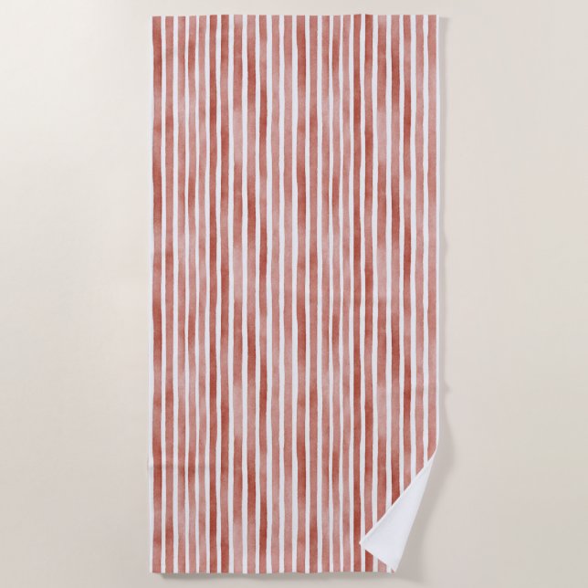 Serviette De Plage Rayures Rouges et Blanches de Noël (Devant)
