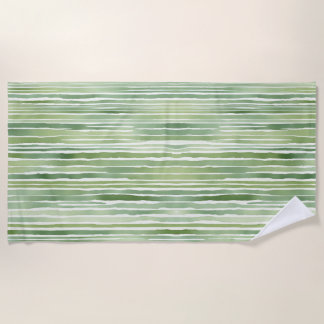 Serviette De Plage Rayures Vertes 