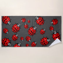Serviette de plage Red Black Ladybugs