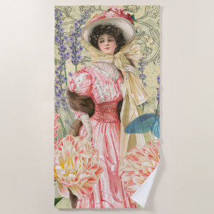 Serviette De Plage Regency de femme victorienne rose