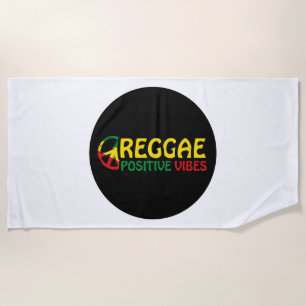 Serviette De Plage Reggae Musique avec des vibes positives et drapeau