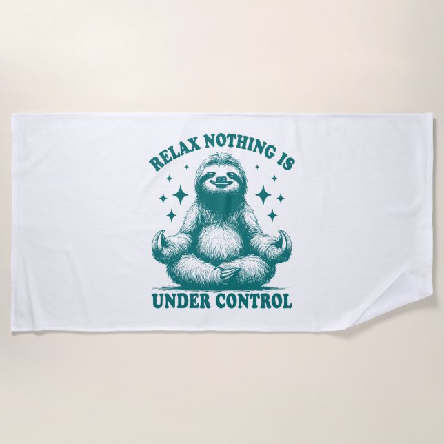Serviette De Plage Relax Rien N'Est Sous Contrôle Sloth Yoga (Devant)