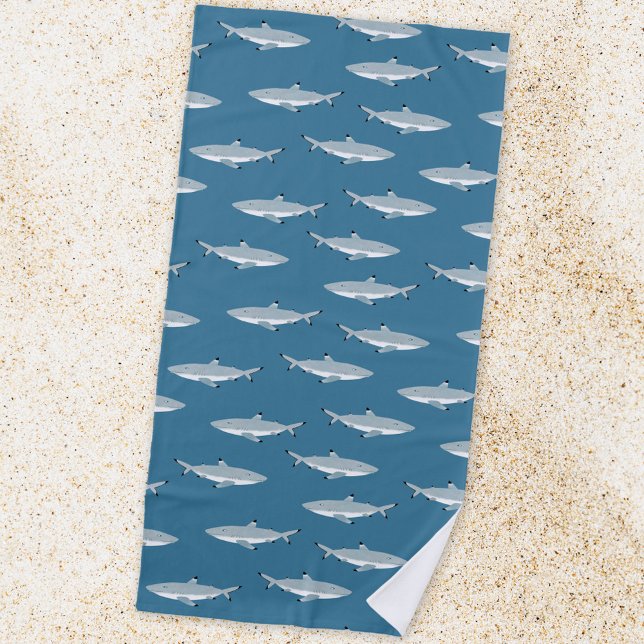 Serviette De Plage Requin amusant (Fun Black Tipped Reef Shark pattern beach towel)