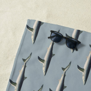 Serviette De Plage Requin Bleu, Vie Maritime Aquatique Océanique Vint