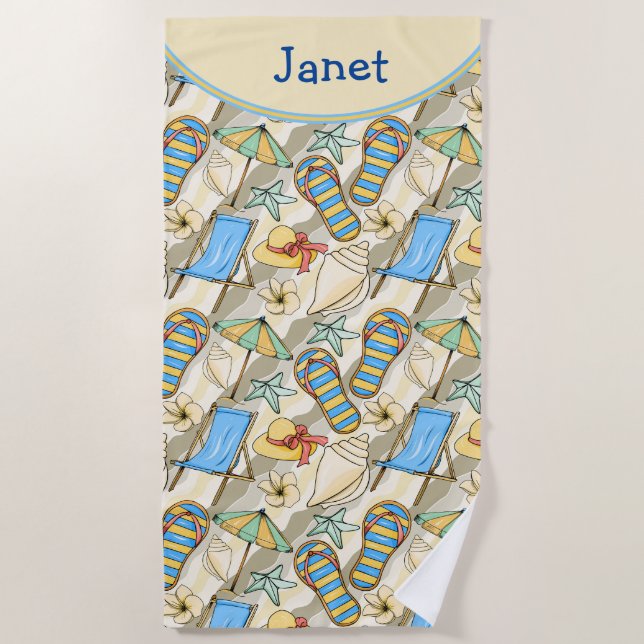 Serviette De Plage Retournement de plage personnalisé (Devant)