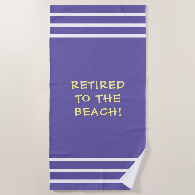 Serviette De Plage Retraité À La Plage, Blancs, Violet (Devant)