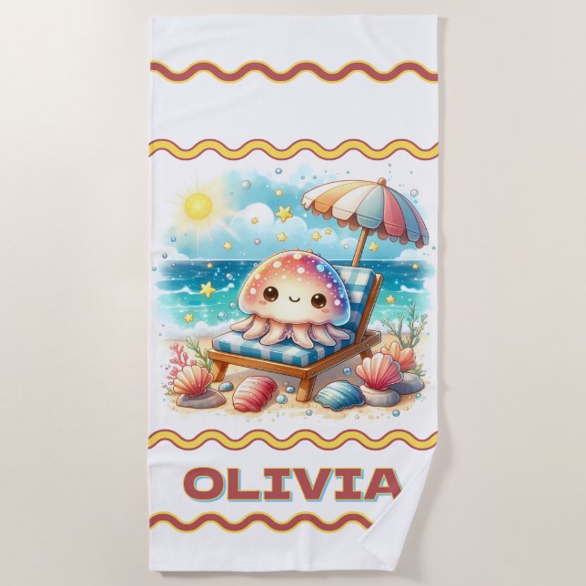 Serviette De Plage Retraite Relaxation de méduse personnalisée (Devant)