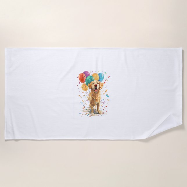 Serviette De Plage Retriever clown - Chien de cirque avec ballons (Devant)