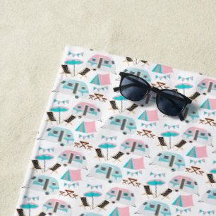 Serviette De Plage Retro Caravan Camping Cute Personnalisé