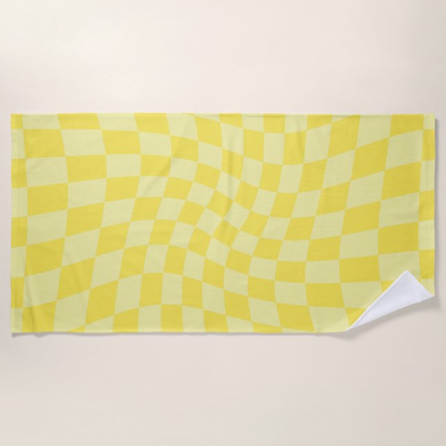 Serviette De Plage Retro citron jaune pastel Warboard (Devant)