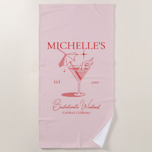 Serviette De Plage Retro Cocktail Bachelorette Party