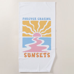 Serviette De Plage Retro de couchers de soleil pour toujours