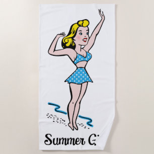 Serviette De Plage Rétro fille d'été
