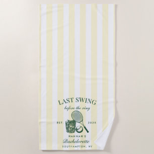 Serviette De Plage Retro Green Dernier Swing Avant Le Tennis De Bague