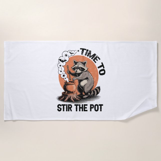 Serviette De Plage Retro Halloween Feral Time to Stir Pot (Devant)