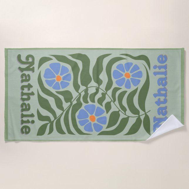 Serviette de plage Retro personnalisée avec nom -  (Devant)