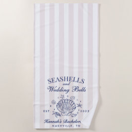 Serviette De Plage Retro Rose Coquillages & Cloches de Mariage Enterr