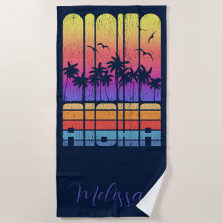 Serviette De Plage Rétro Rustique Aloha Palm Beach Maison vacances