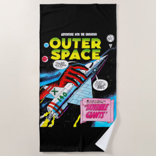 Serviette De Plage Retro Sci-Fi Adventure Outer Space Comics Couvertu