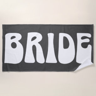 Serviette De Plage Retro Super les années 70 mariée Mariage noir et b