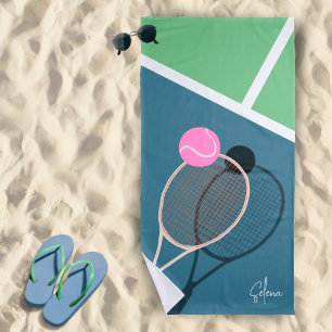 Serviette De Plage Retro Tennis Hard Court Star Signature personnalis