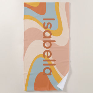 Serviette De Plage Retro Vibe Abstrait Swirl 60s Super Personnalisé
