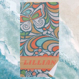 Serviette De Plage Retro Vintage Floral Moderne Motif