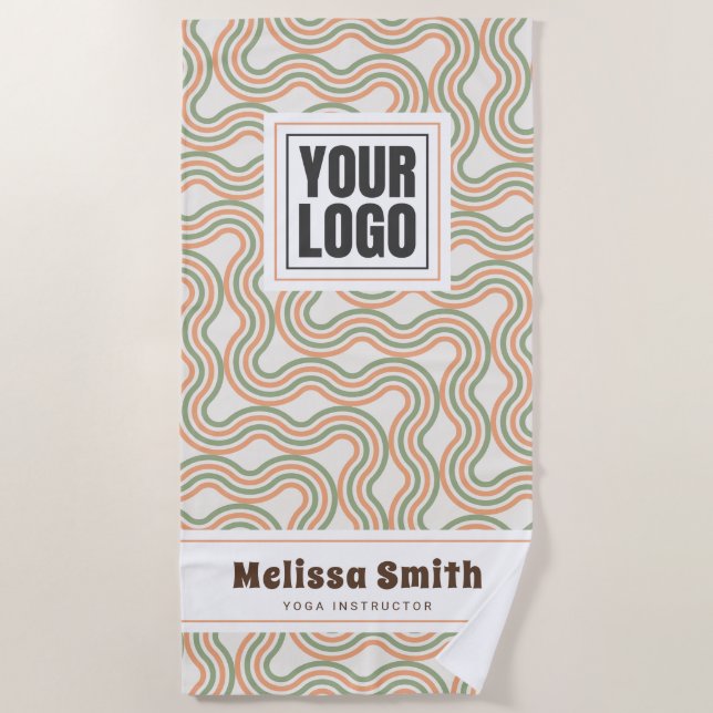 Serviette De Plage Retro Wavy Abstract Pattern Custom Beach Towel (Devant)