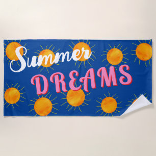 Serviette De Plage Rêves d'été au coucher du soleil Rose Bleu