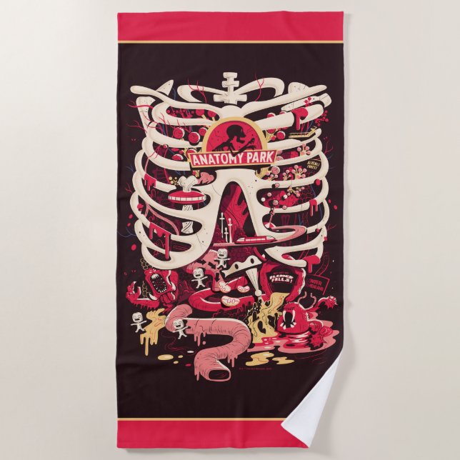 Serviette De Plage RICK ET MORTY™ | Anatomie Park Rib Cage (Devant)