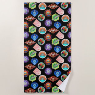 Serviette De Plage RICK ET MORTY™ Motif des patchs d'espace externe