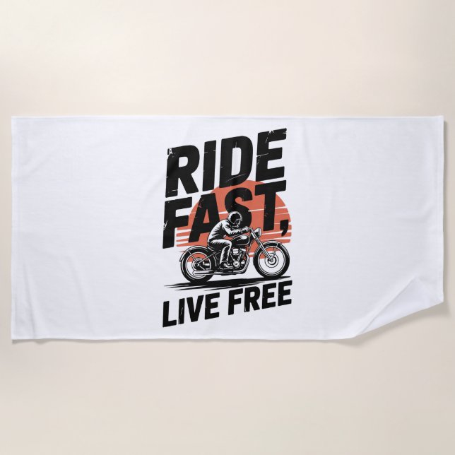 Serviette De Plage Ride Fast Live Bicyclist T-shirt (Devant)