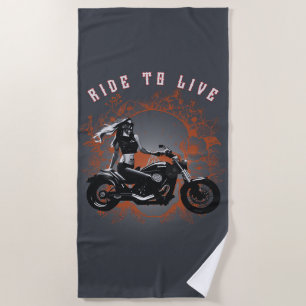 Serviette De Plage Ride to Life - Biker Girl
