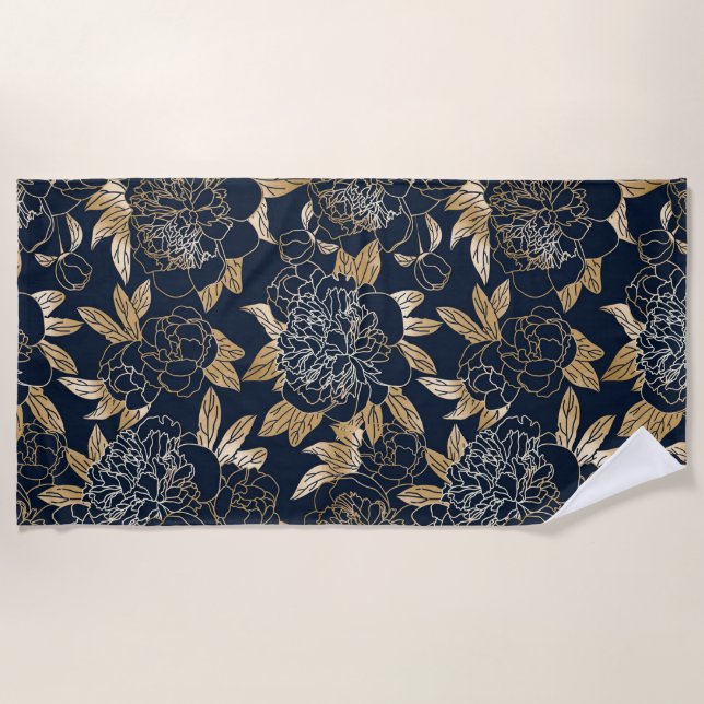 Serviette De Plage Rideau de douche à fleurs esthétique (Devant)