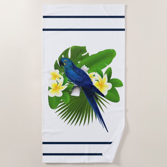 Serviette De Plage Rideau de douche Macaw bleu (Devant)
