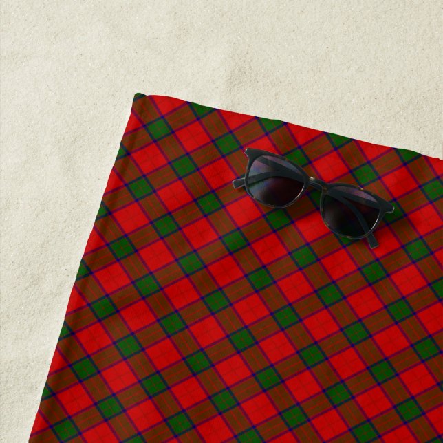 Serviette De Plage Robertson tartson rouge vert plaid (En situation)