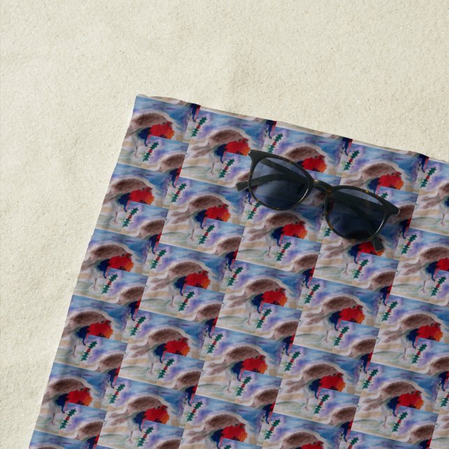 Serviette De Plage Robin de Noël (En situation)