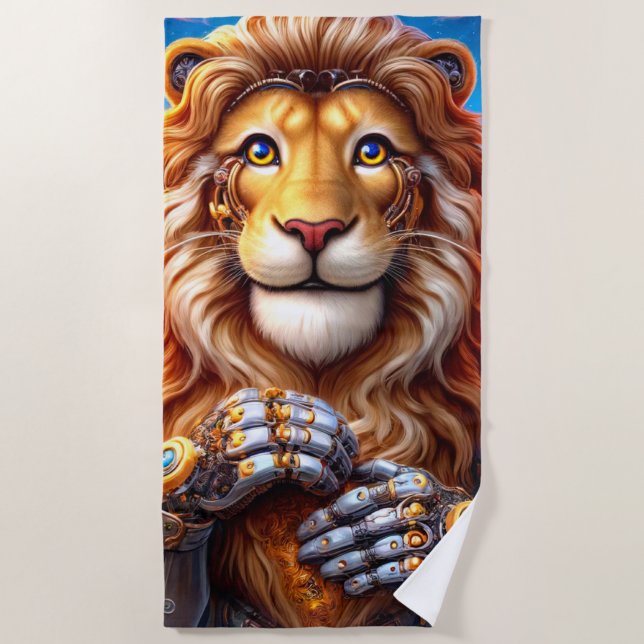 Serviette De Plage Robot Lion (Devant)